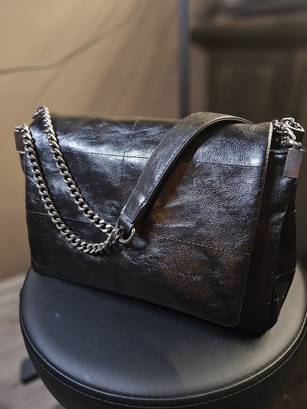💥Sale💥NWOT Zara Rocker Style Shoulder Bag with Silver Chain